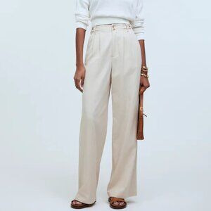 Madewell Harlow Wide Leg Pant in Drapey Twill,  Cream/Light Khaki, Size 2 Petite